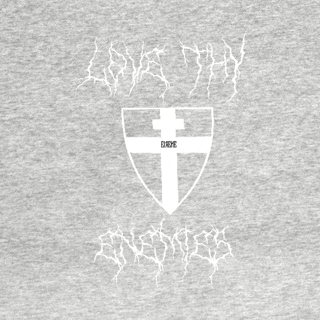 Love Thy Enemies Black Metal Orthodox Cross Shield Eirene by thecamphillips